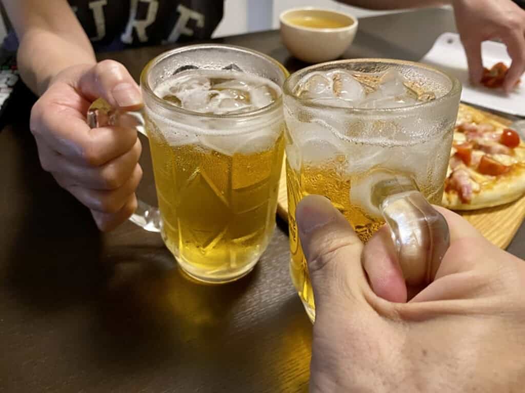 Umeshu in Japan: Traditional plum wine served in glasses with ice.