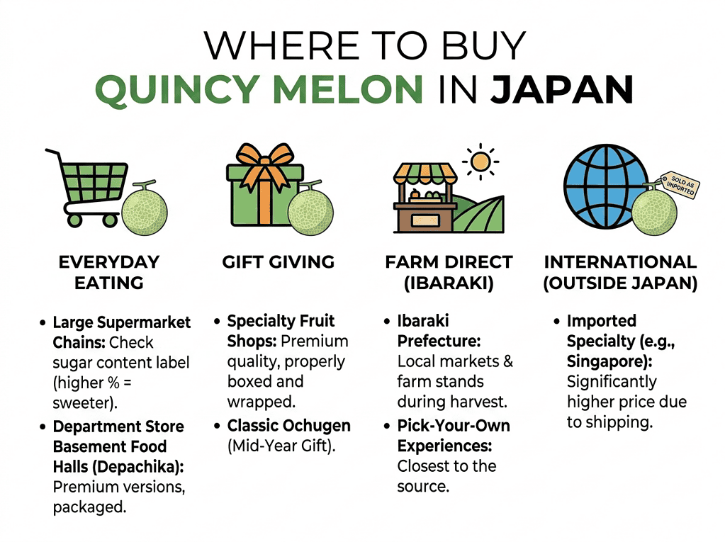Quincy melon, a premium Japanese fruit, available at supermarkets and specialty stores. Perfect for.