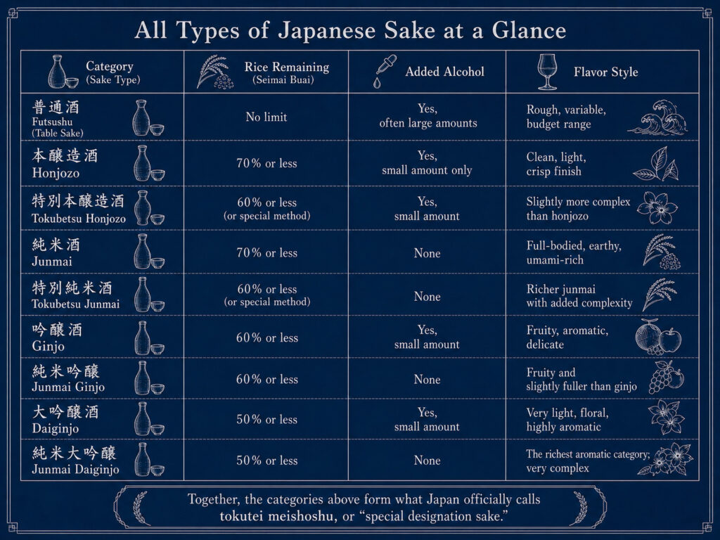 All Types of Japanese Sake at a Glance