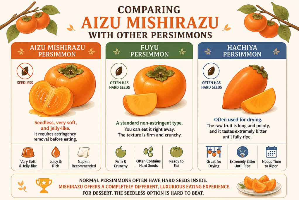 Comparing Aizu Mishirazu with Other Persimmons