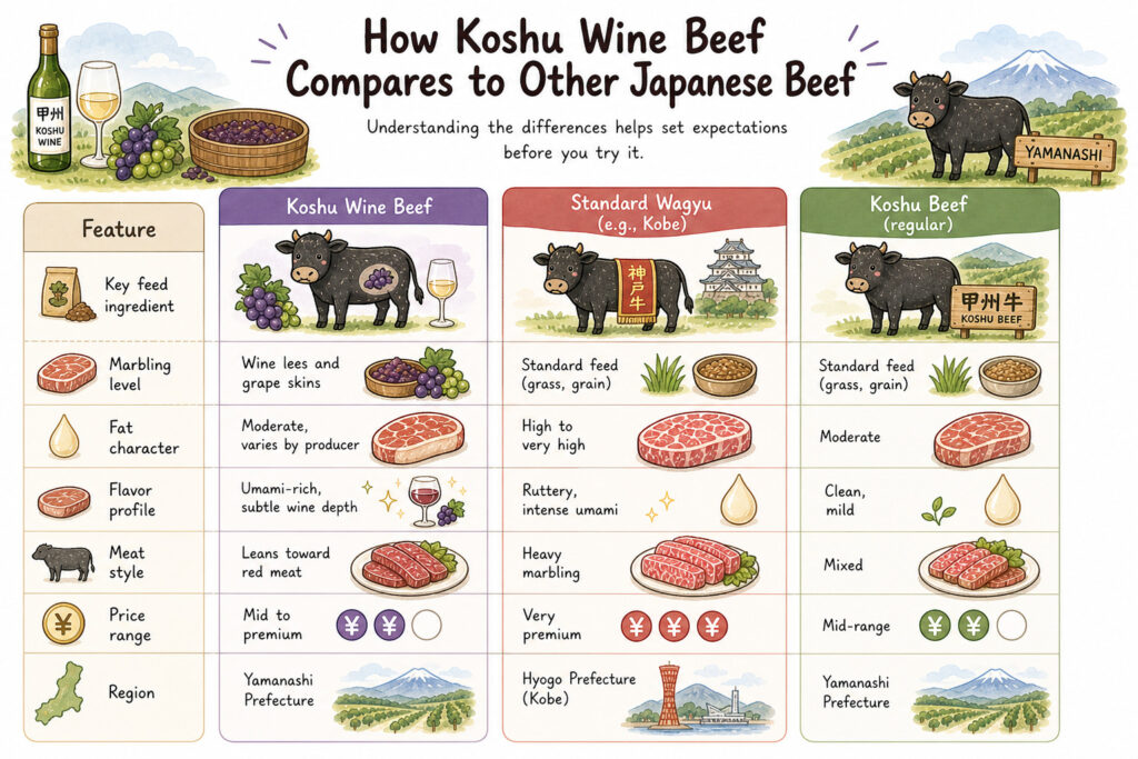 How Koshu Wine Beef Compares to Other Japanese Beef