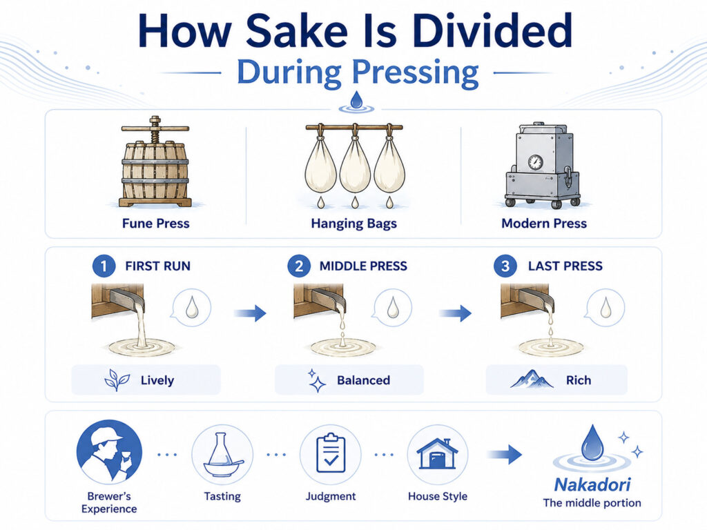 How Sake Is Divided During Pressing