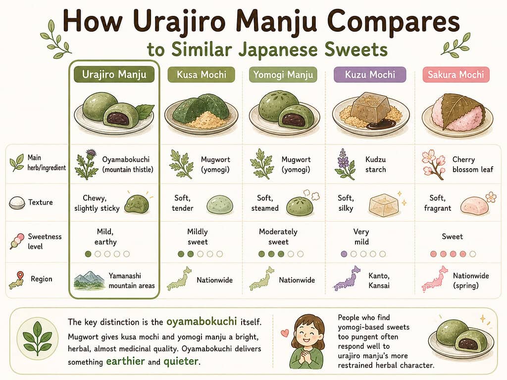 How Urajiro Manju Compares to Similar Japanese Sweets