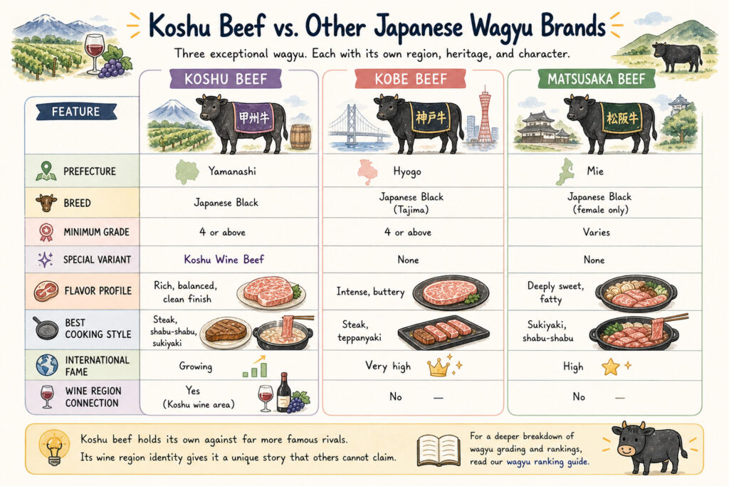 Koshu Beef vs. Other Japanese Wagyu Brands