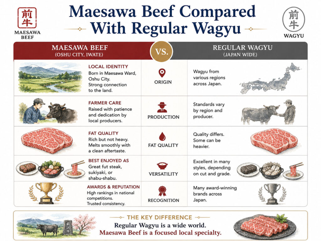 Maesawa Beef Compared With Regular Wagyu