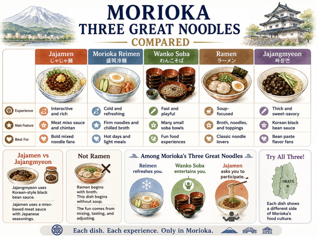 Morioka Three Great Noodles Compared