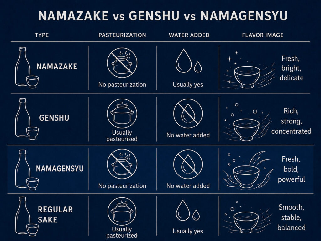 Namazake vs Genshu vs Namagenshu