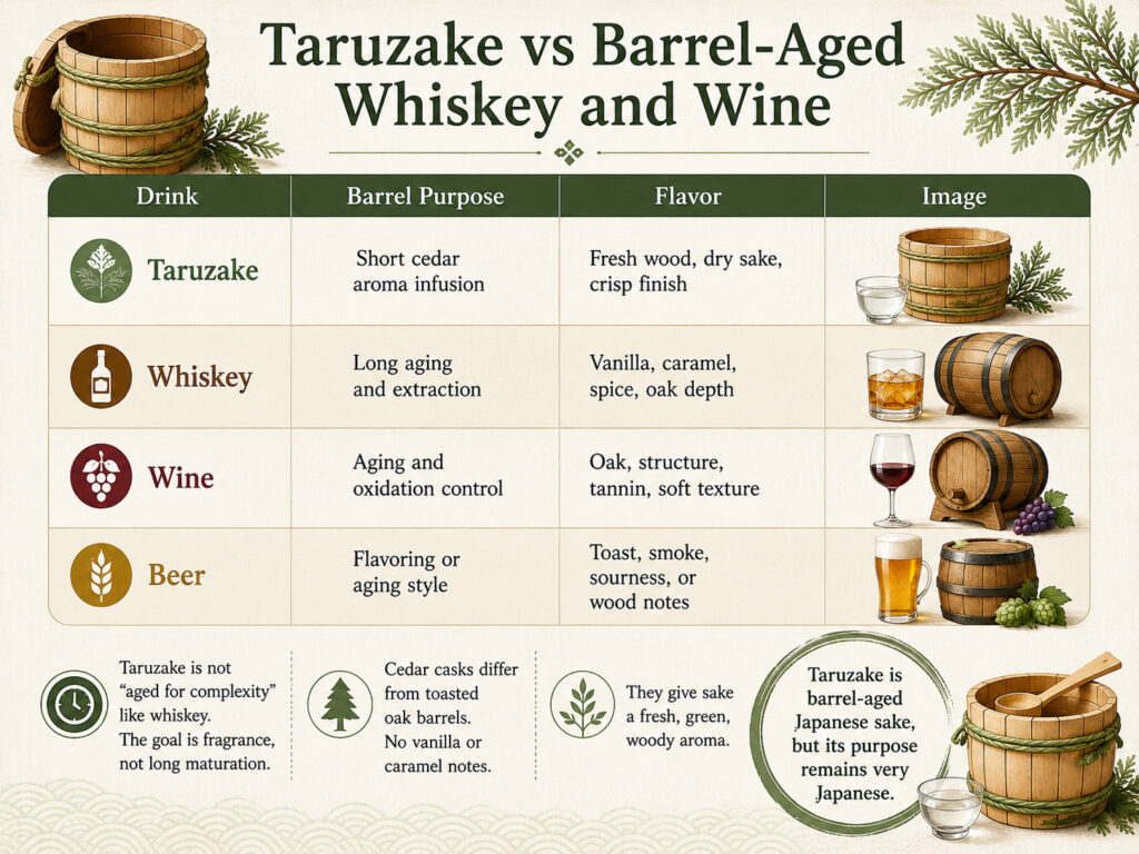 Taruzake vs Barrel-Aged Whiskey and Wine