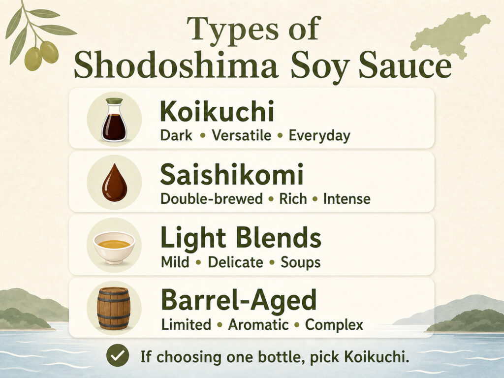 Types of Shodoshima Soy Sauce