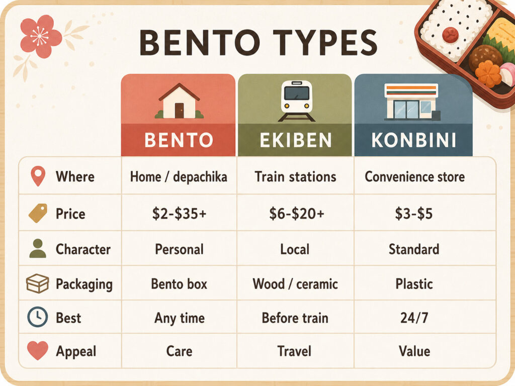 Bento vs Ekiben vs Convenience Store Bento