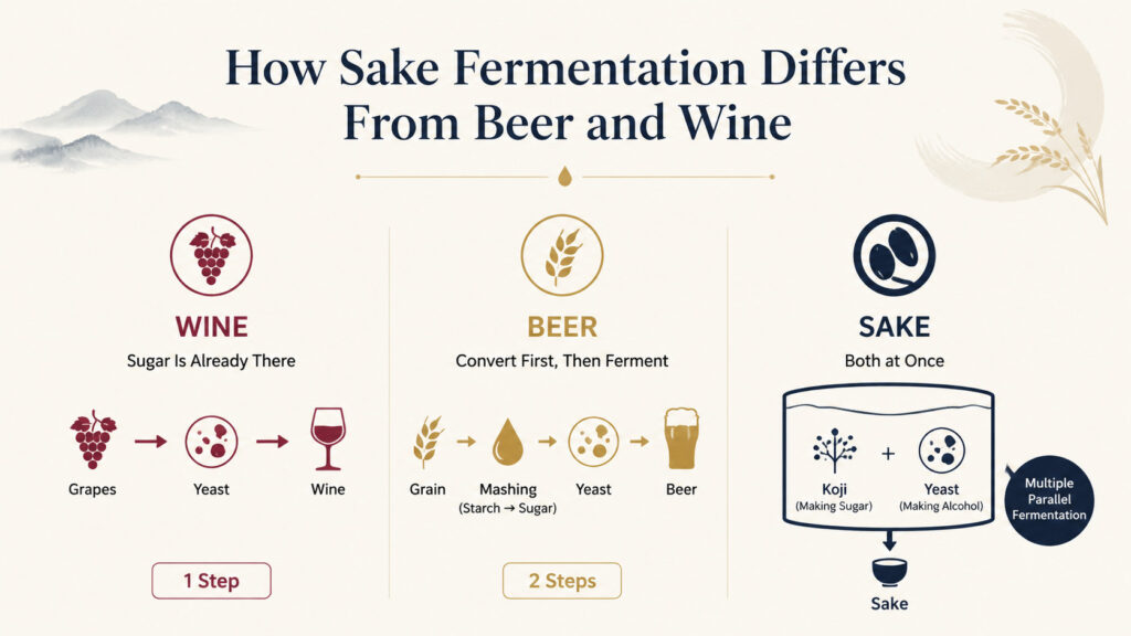 How Sake Fermentation Differs From Beer and Wine