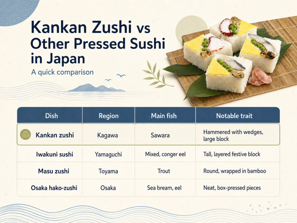 Kankan Zushi vs Other Pressed Sushi in Japan