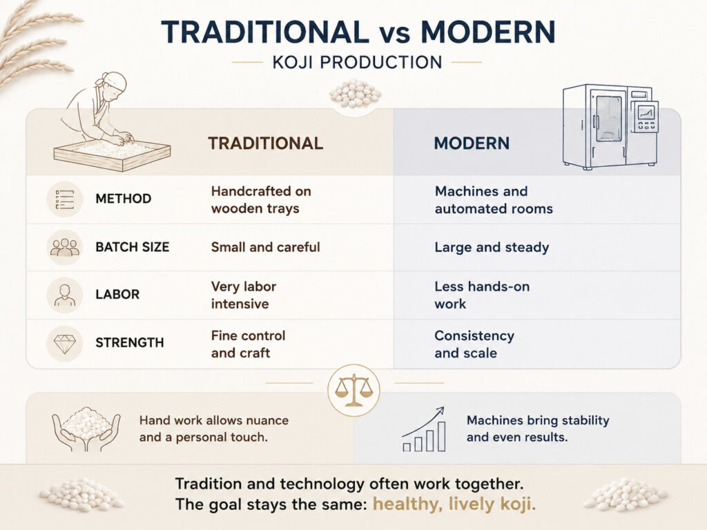 Traditional vs Modern Koji Production