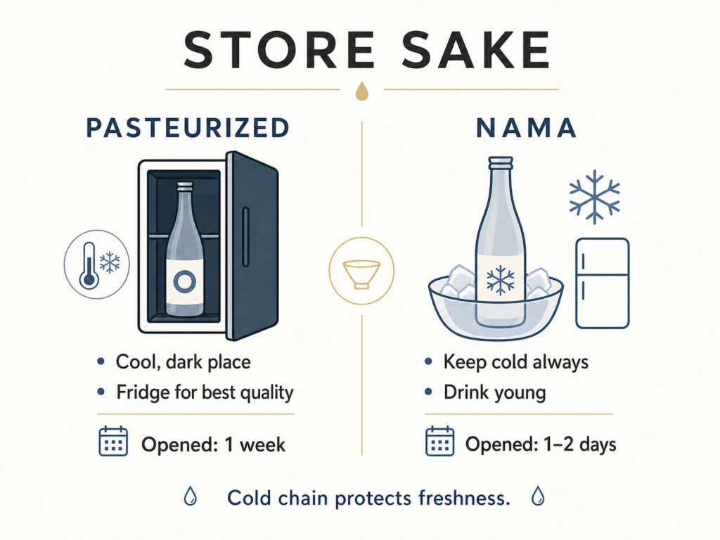 How to Store Pasteurized and Nama Sake