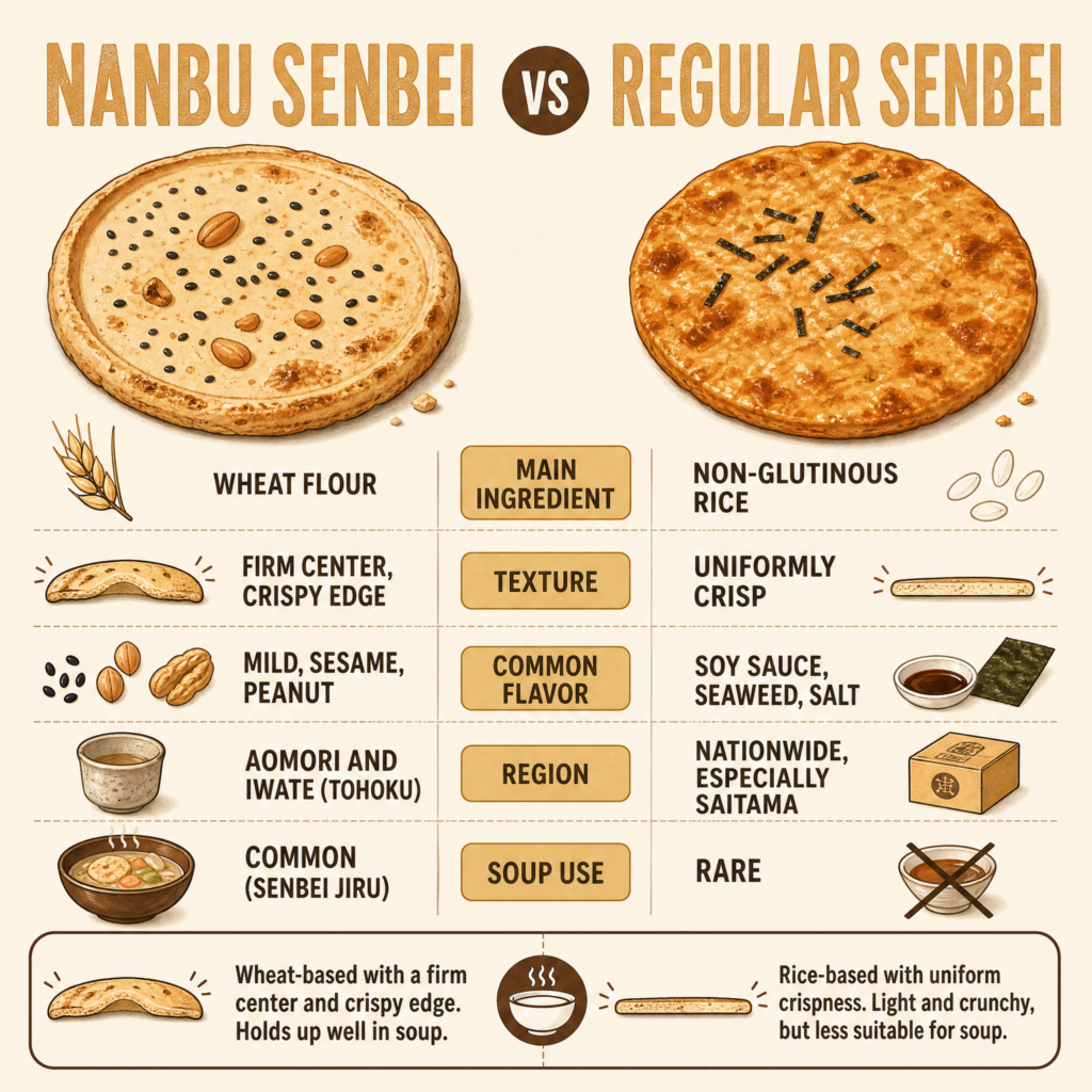 Nanbu Senbei vs Regular Senbei