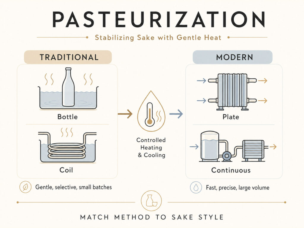 Traditional and Modern Pasteurization in Sake Brewing Methods