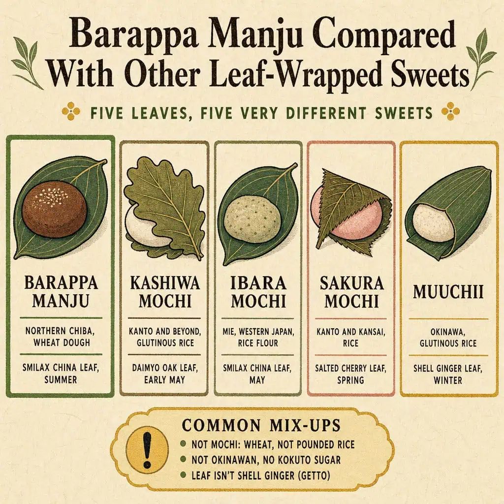 Barappa Manju Compared With Other Leaf-Wrapped Sweets