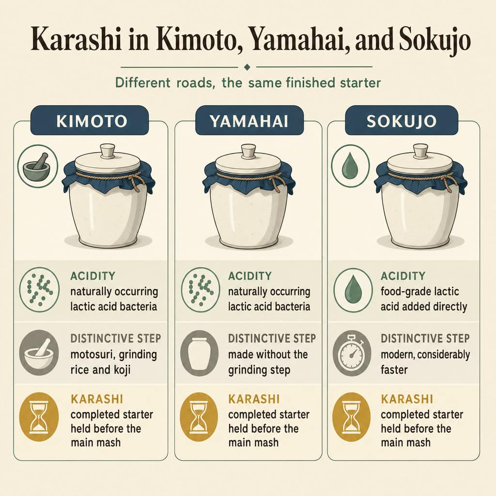 Karashi in Kimoto, Yamahai, and Sokujo