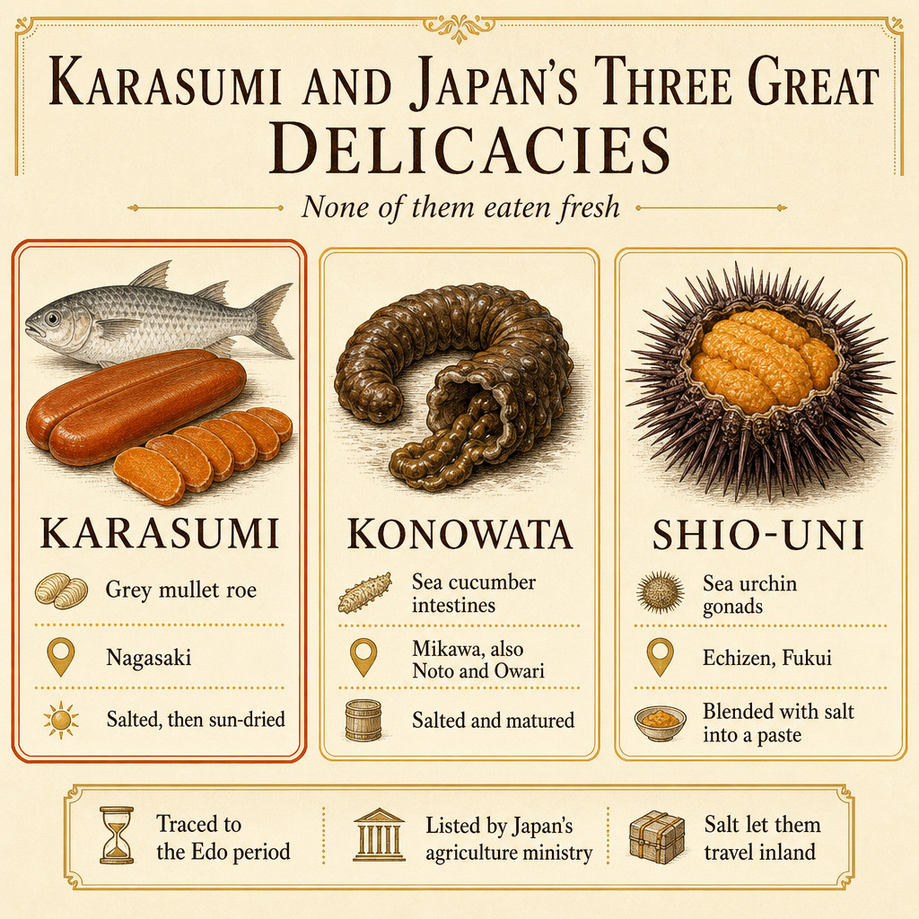 Karasumi and Japan's Three Great Delicacies