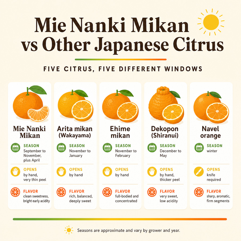 Mie Nanki Mikan vs Other Japanese Citrus