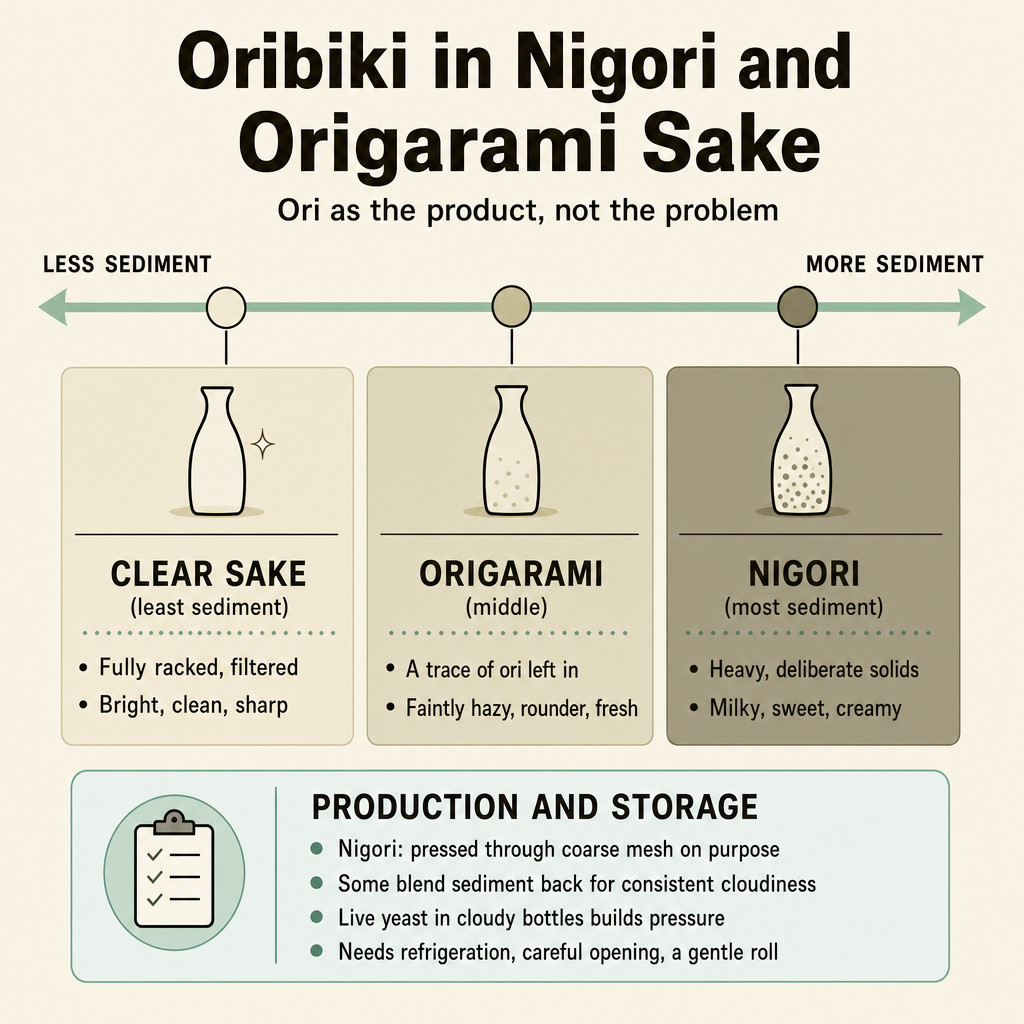 Oribiki in Nigori and Origarami Sake