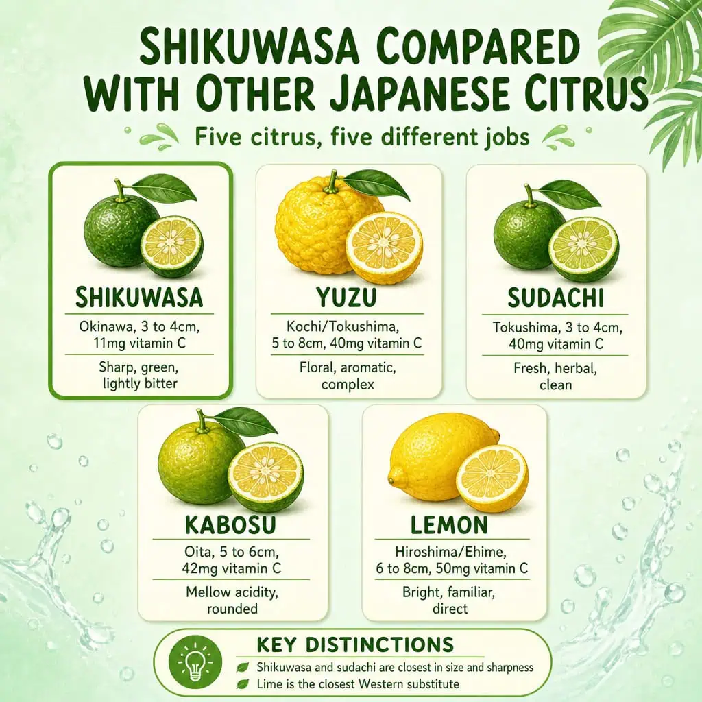 Shikuwasa Compared with Other Japanese Citrus