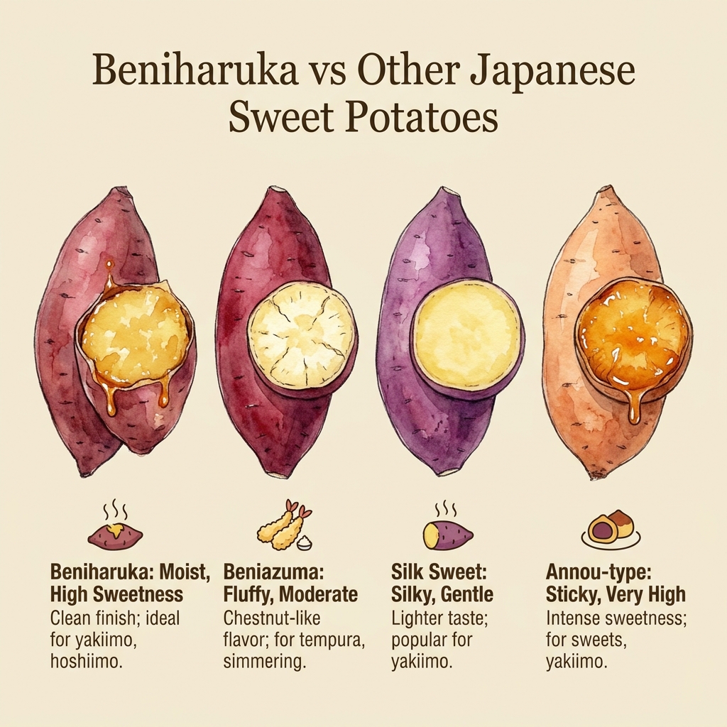 Beniharuka vs Other Japanese Sweet Potatoes