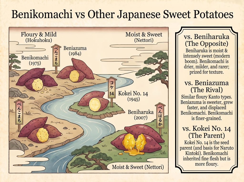Benikomachi vs Other Japanese Sweet Potatoes