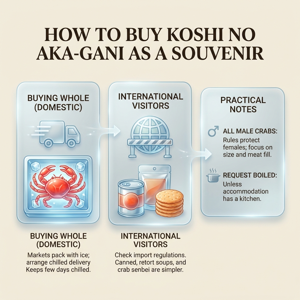 Koshi no Aka-gani crab, a delicacy from Japan, displayed on ice.