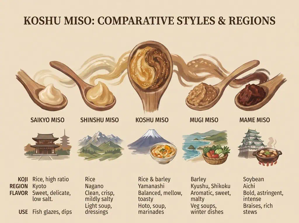Koshu Miso Compared with Other Misos
