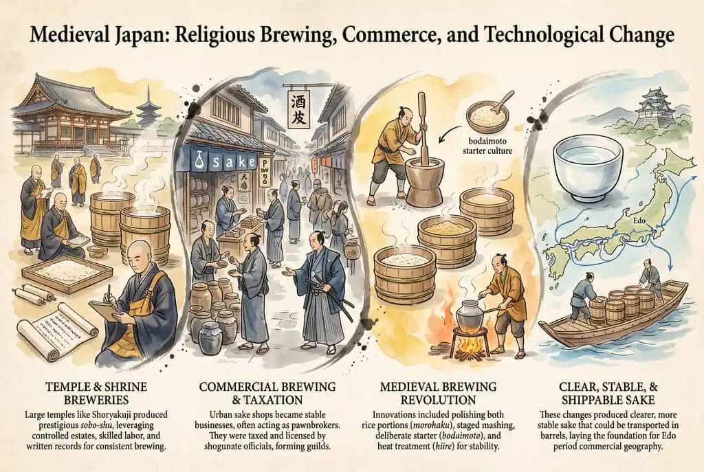 Medieval Japan: Religious Brewing, Commerce, and Technological Change