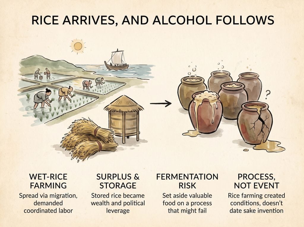 Rice Arrives in Japan, and Alcohol Follows