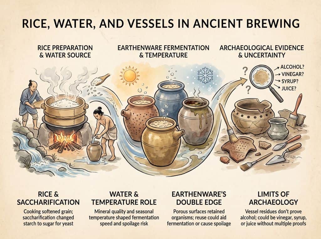 Rice, Water, and Vessels in Ancient Brewing