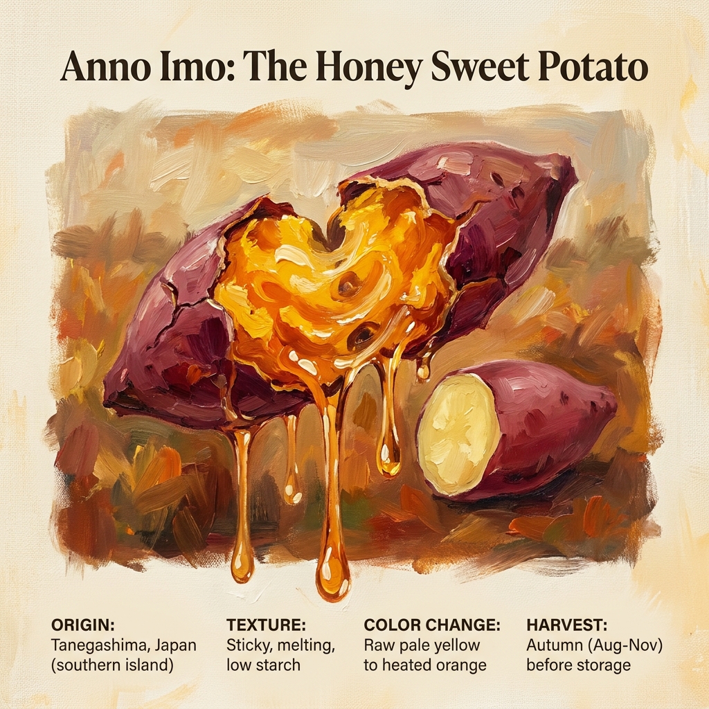 Sweet honey roasted purple sweet potato with melting texture and vibrant color.