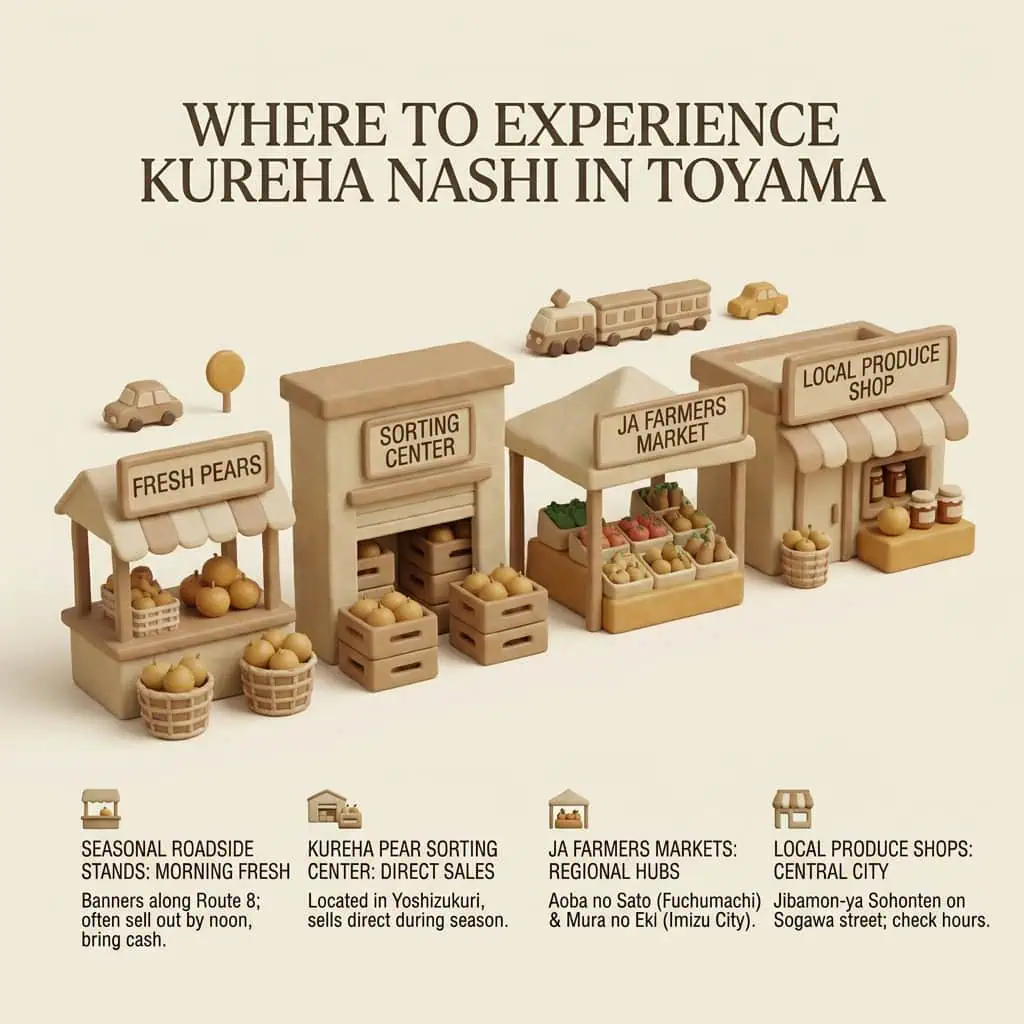 Miniature model of Toyama's local produce shops and markets.