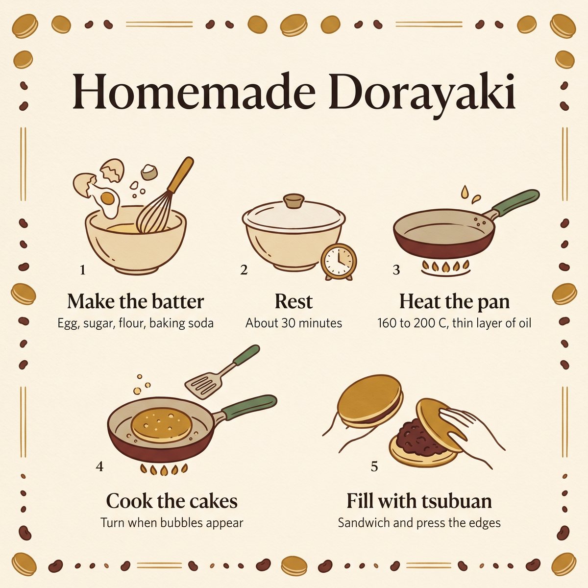 在家制作dorayaki的五步插图