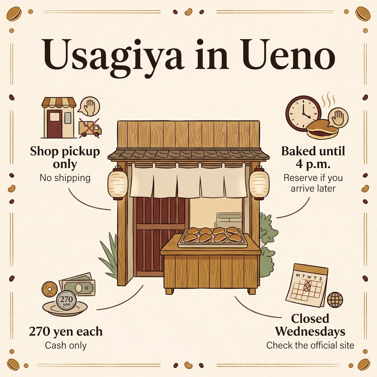 上野Usagiya的插图：仅限店内取货，烤制至下午4点，每个270日元，周三休息