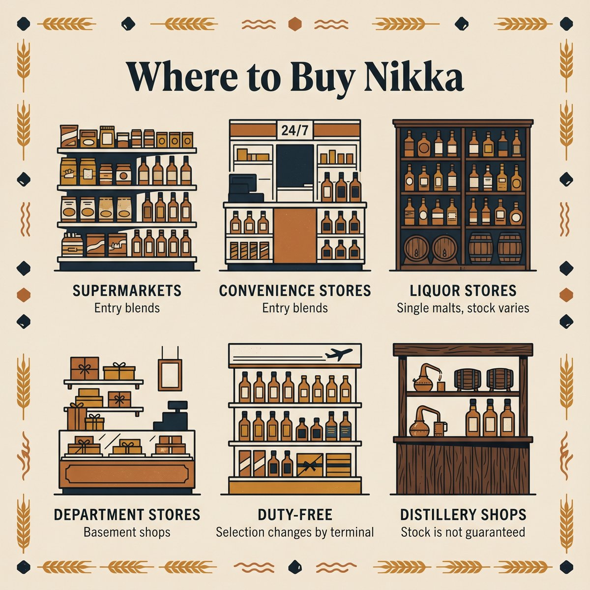 หกสถานที่ซื้อ Nikka whisky ในญี่ปุ่น