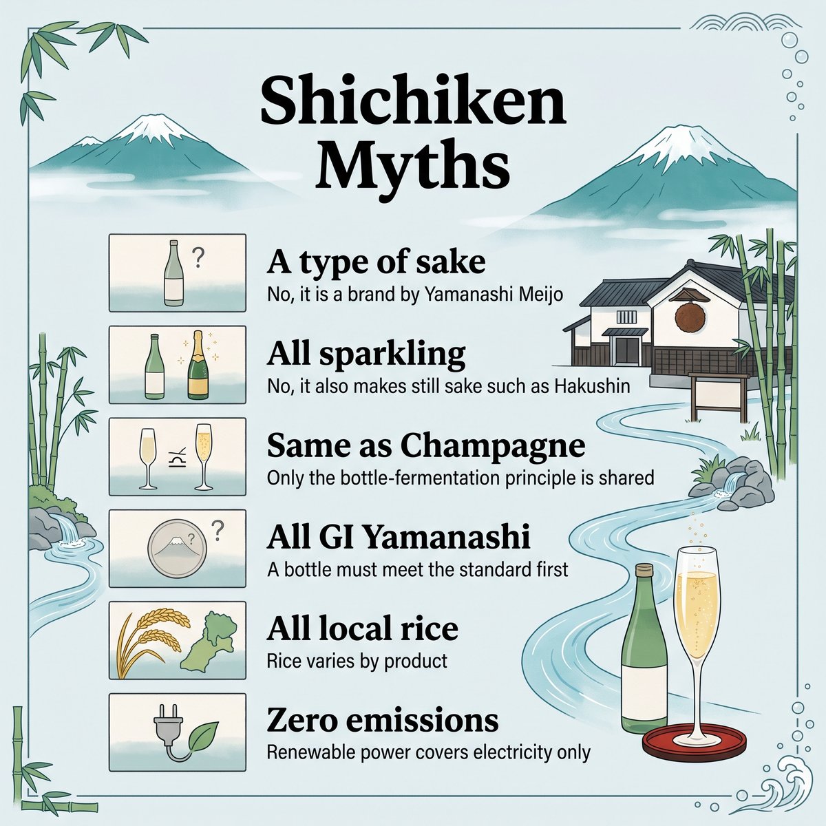 Shichiken에 대한 여섯 가지 오해와 그 사실을 나타낸 일러스트