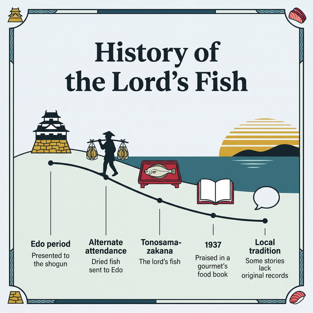 江戸時代の殿様の魚から1937年の食の本までの城下かれいの年表