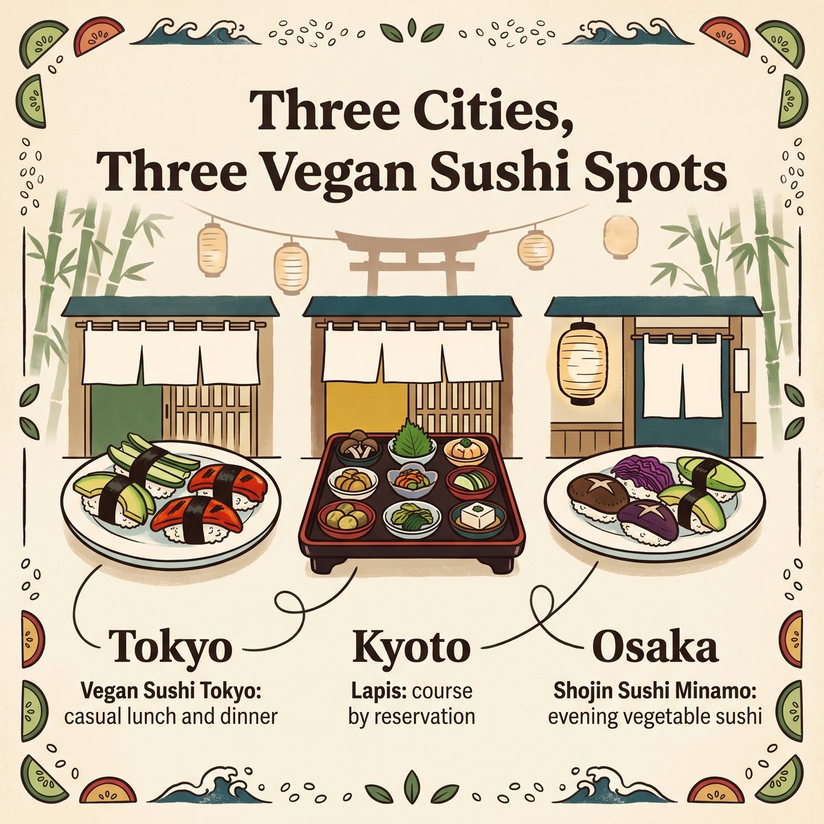 東京、京都與大阪的純素壽司店插圖