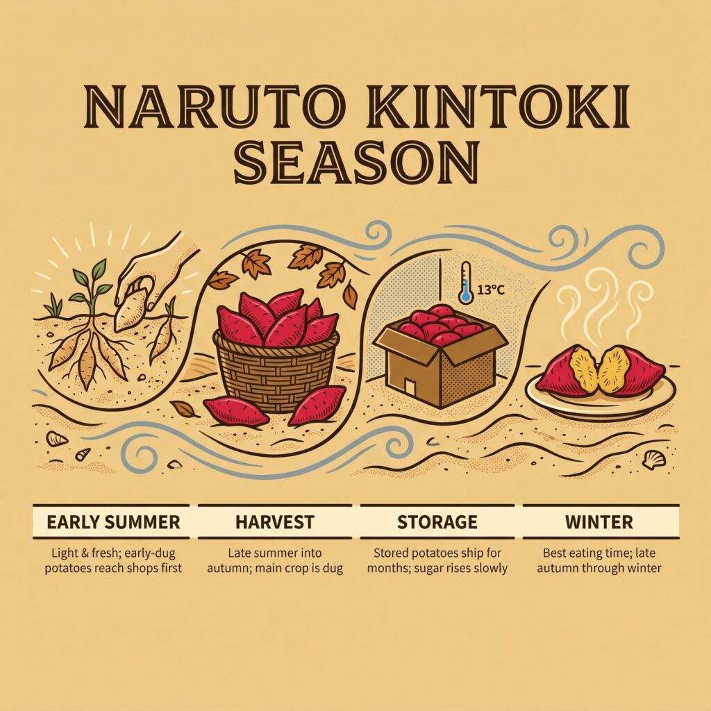 Naruto Kintoki through the year: early summer, harvest, storage, and winter